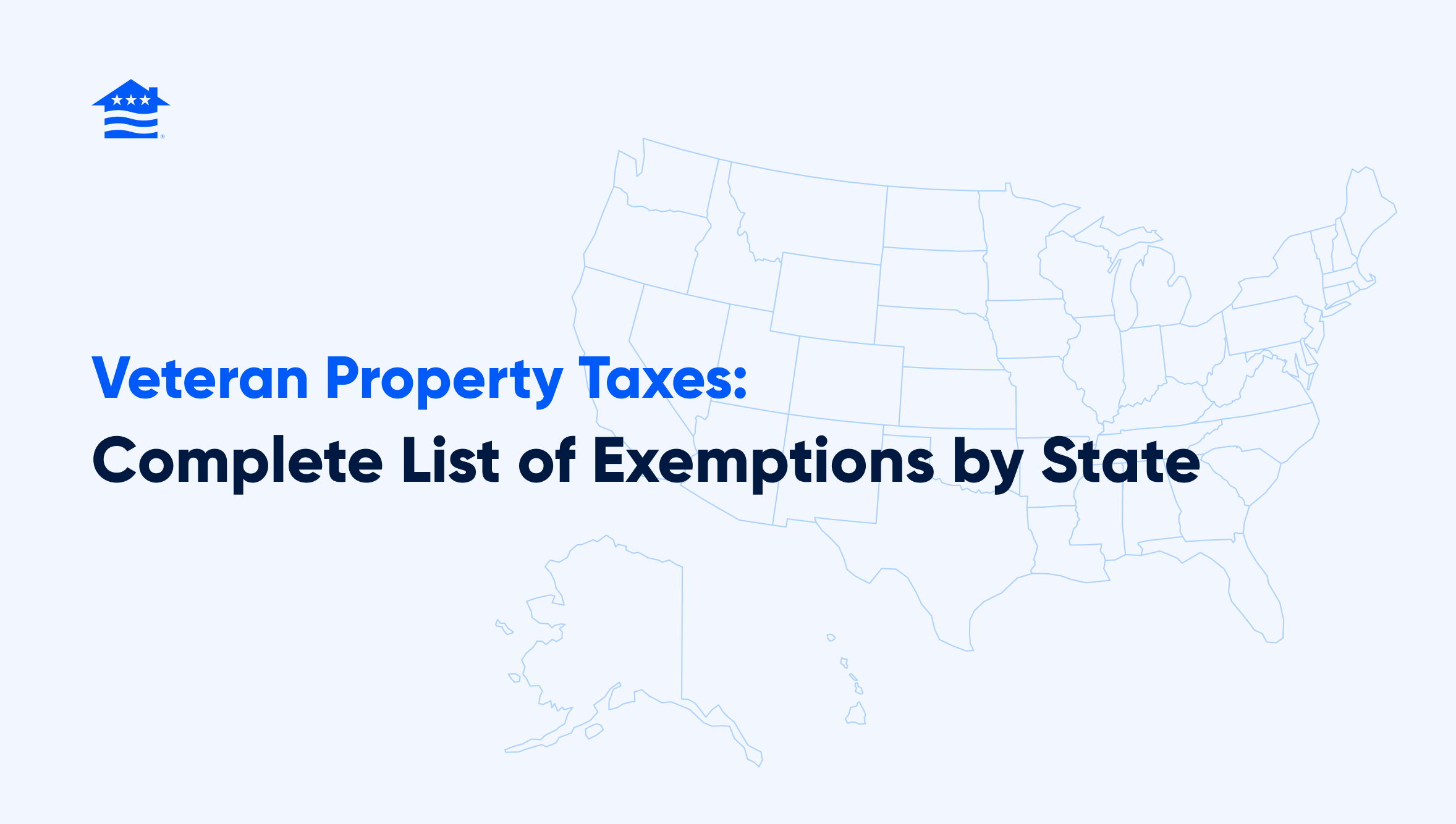 Map of the United States with title "Veterans Property Taxes Complete List of Exemptions by State."